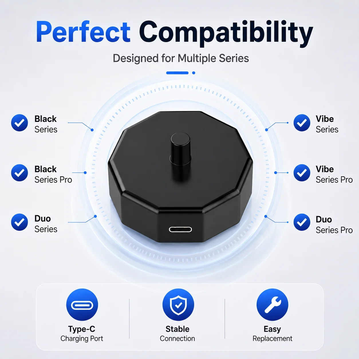 Type-C Charging Base For AquaSonic Black Series Pro Vibe Duo Series Electric Toothbrush Charger Dock Stand