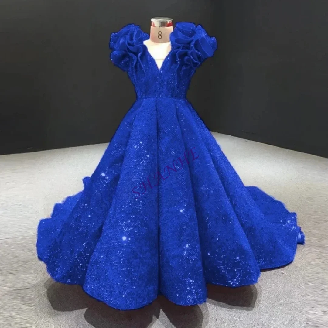 White Pearls Lace Appliques Princess Gown for Girls Customized New Arrival Dreamy O Neck Long Sleeve Performance Wear Dress