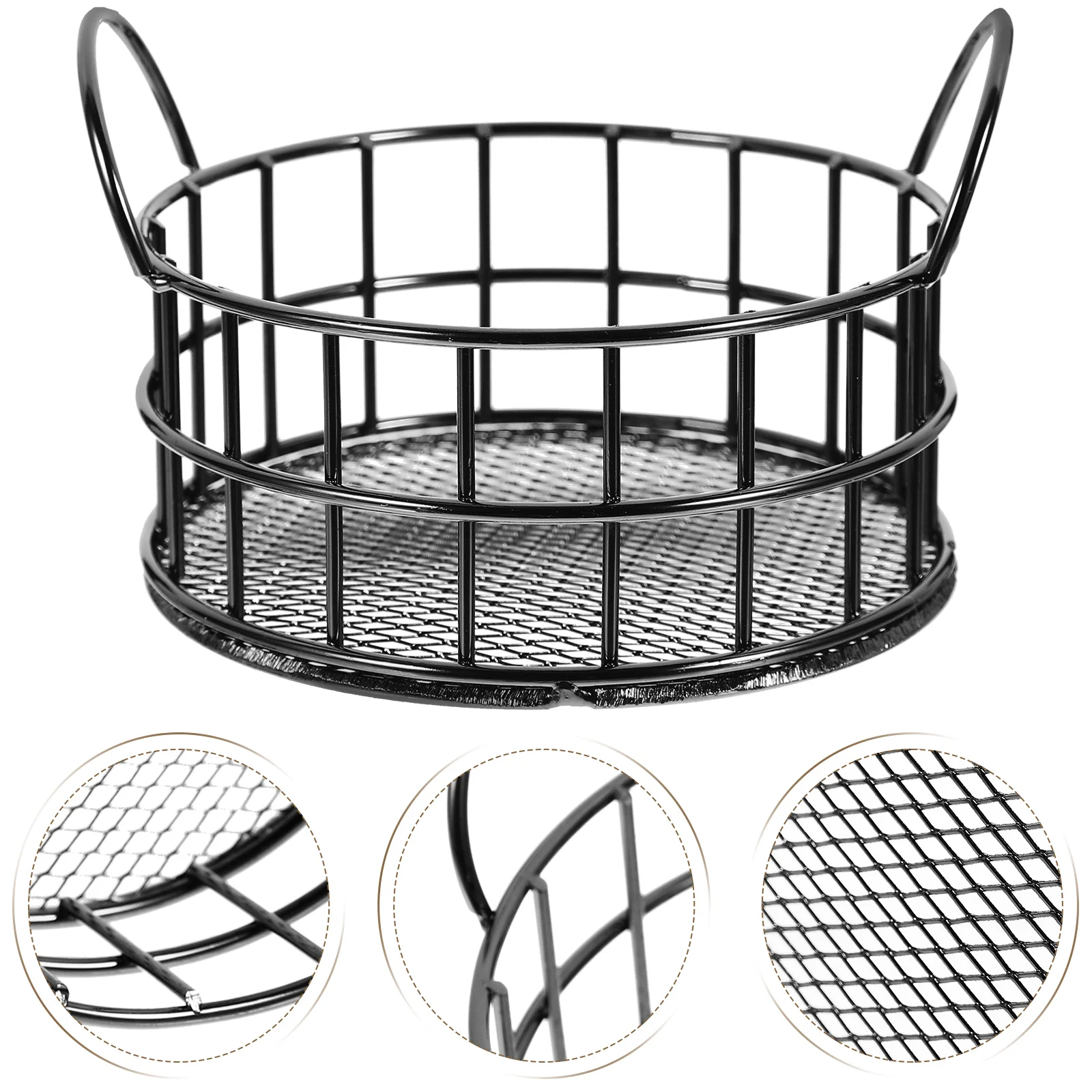 Desk Storage Box Round Basket Candy Snack Metal Organizer Grid Fruit Tabletop Office Wrought Iron Supply Organizing Baskets