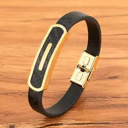 XQNI Pulsera de cuero para hombre, brazaletes de joyería hechos a mano, accesorios de joyería de acero inoxidable para hombre, pulsera con dijes de negocios
