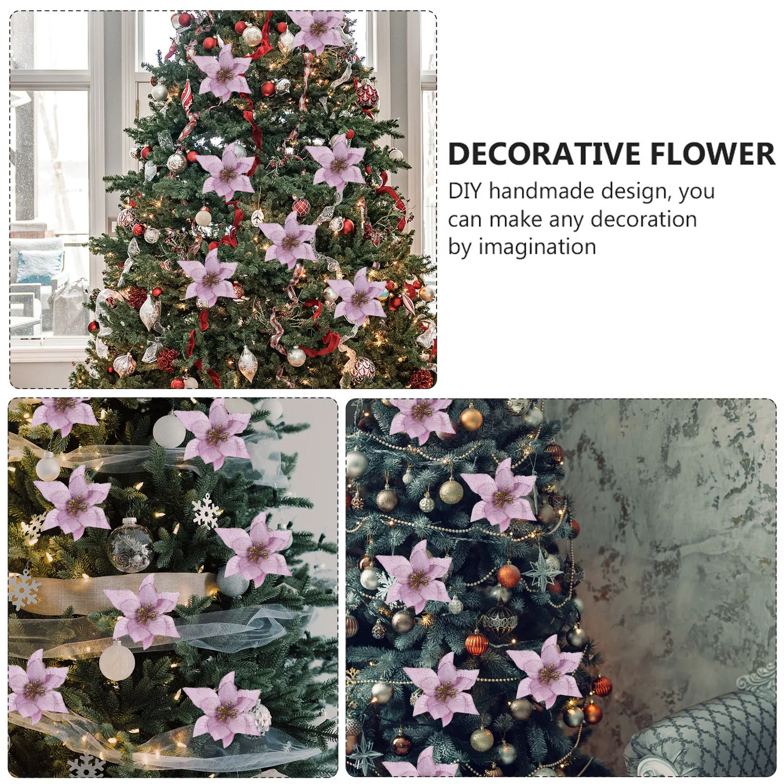 

6Pcs Christmas Flower Decorations Environmental Friendly Bright Colors for Holiday Wedding Photography DIY Handmade Design