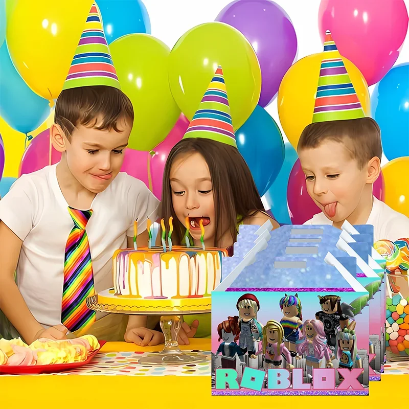 Pink Roblox Game Party Favors Boxes for Kids Birthday Decor Supplies Robot Gift Box Baby Shower Candy Box Paper Small Cake Box