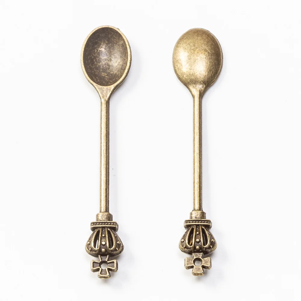 5pcs 59*11MM Alloy Charm Crown spoon Pendant