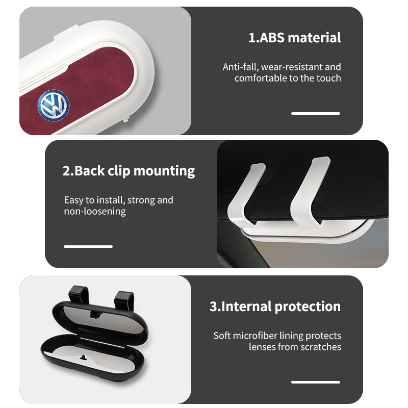 Car Glasses Case Holder Sun Visor Sunglasses Box Hanger Glasses Clip For Volkswagen VW Golf 4 6 GTI Tiguan B5 B6 B7 MK5 MK6 Polo