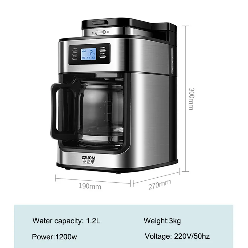 XEOLEO 2 In1 automatyczne ekspresy do kawy kroplówki z wyświetlaczem LED elektryczny fasolowy ekspres do kawy Espresso kocioł do herbaty młynek do