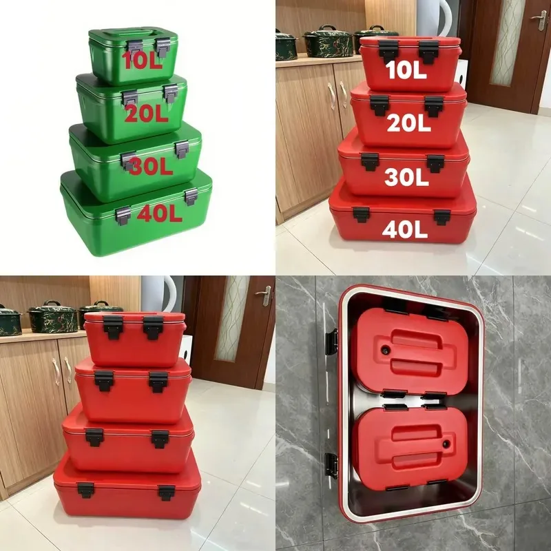 Heavy Duty 10L 20L 30L 40L Rectangular Food Storage Container 4 Piece Set Stainless Steel Thermal Insulation Cold