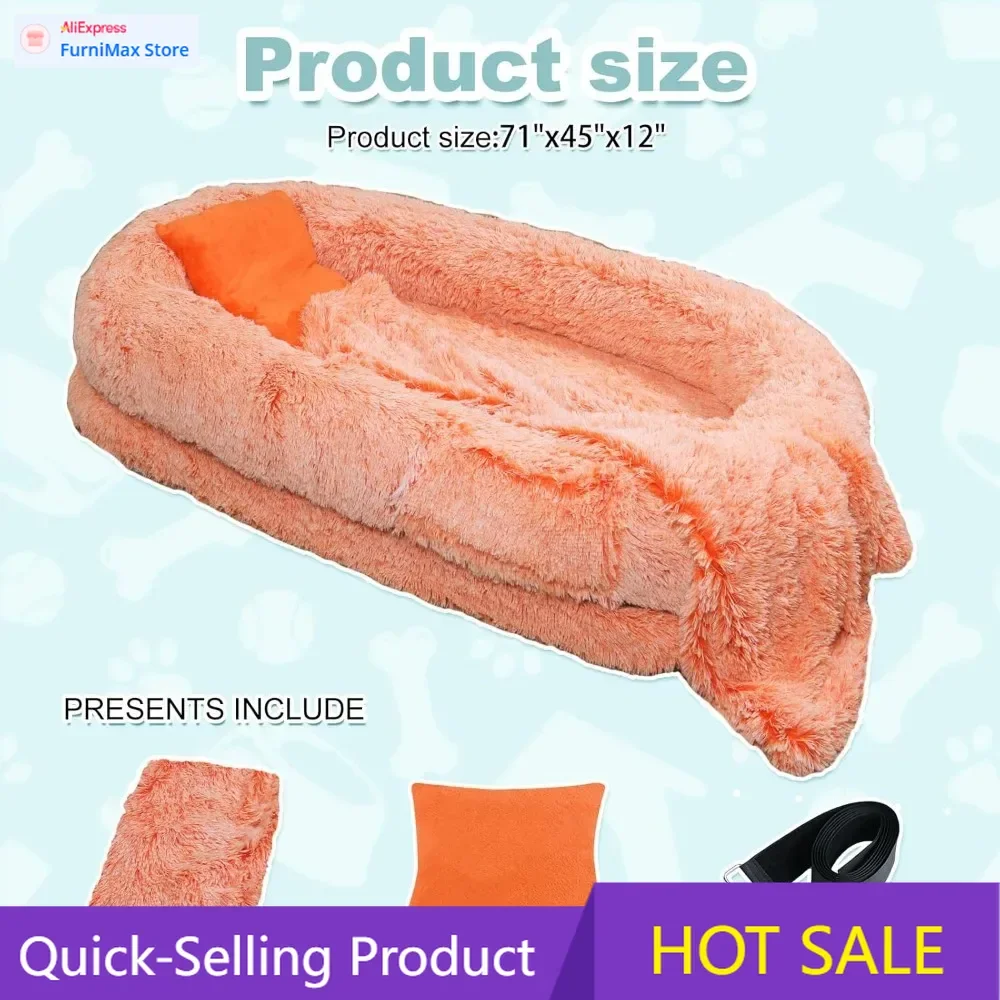 

Ограниченная по времени акция: Большая кровать для собак 71x45x12 с моющимся чехлом, пышной подушкой и пледом - Ортопедический дизайн для взрослых собак, Ki