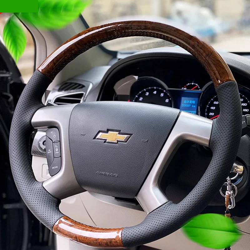 

Hand Sewing Car Steering Wheel Cover for Old style Chevrolet Car Captiva Epica Lova Genuine Leather Interior Accessories