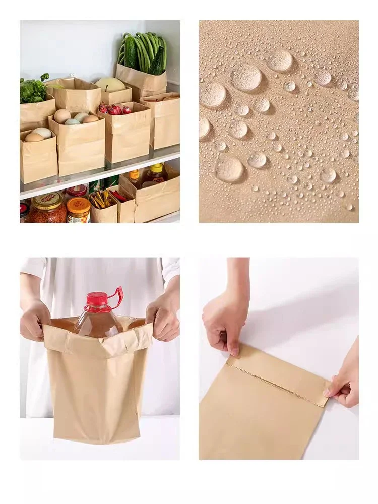 Thickened kraft paper bag packaging bag Refrigerator fruit and vegetable storage bag Bread anti oil Waterproof luch bag