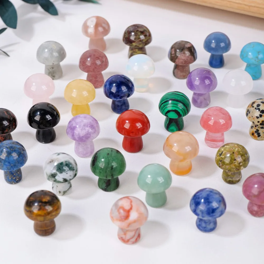 Natural Crystal Mushroom Gemstone Quartz Jungle Fungus Miniature Healing Reiki Mineral DIY Crafts Gift Aquarium Home Decoration