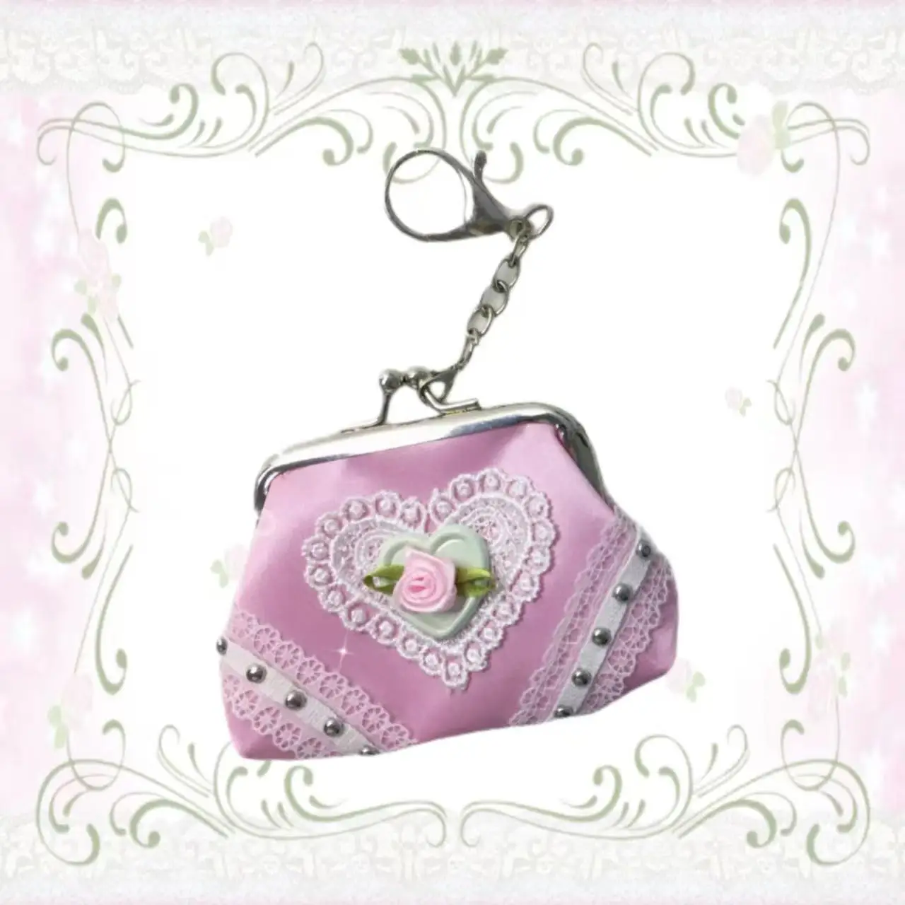 Sweet Kiss‑Lock Coin Storage Bags Lace Floral Polka‑dot Mini Fabric Wallet Portable Earbud Pouch Keychain Pendant for Girls Gift