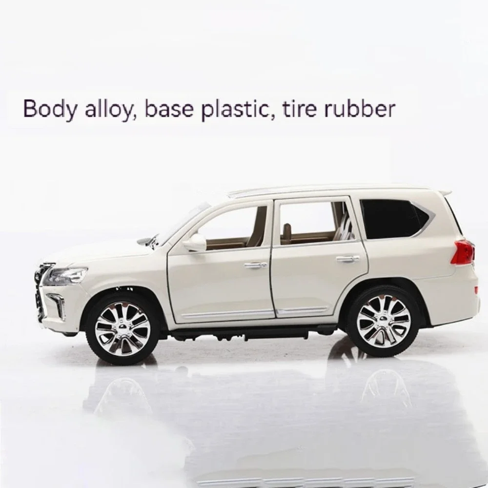 1:24 Scale Lexus LX570 SUV Car Toy Model Alloy Diecast Doors Opened Sound Light Pull Back Off Road Vehicle Models for Kid Gifts