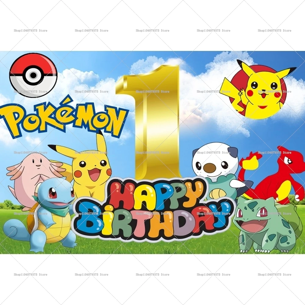 Pokemon Pokémon Backdrop Children Birthday Party Decoration Pikachu Baby Shower Photography Background Photo Banner Props