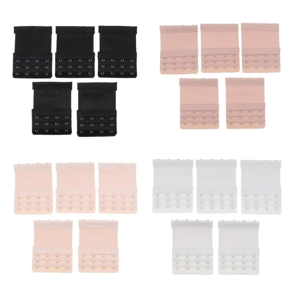 Elastic Bra Extender Pack 4 Hook Adjustable Strap Replacement Lingerie Band for Women Plus Size Support