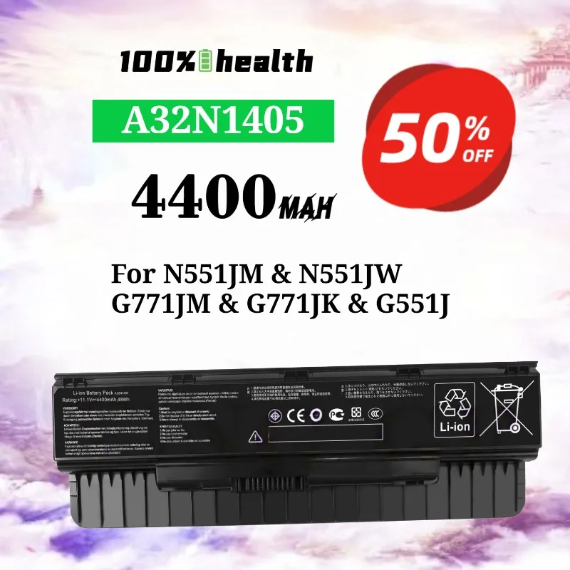 

A32N1405 4400mAh Laptop Battery for ASUS N551JM/N551JW/G771JM/G771JK/G551J Lithium Rechargeable Battery