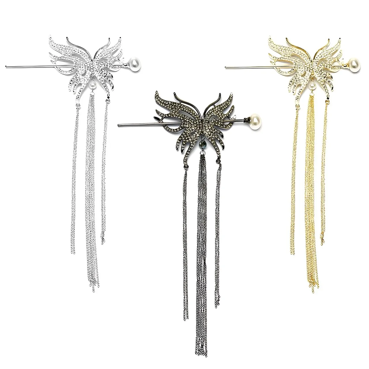 Long Tassel Butterfly Metal Hairpin For Women Hair Stick Hair Clip Costume Chinese Hanfu Hair Accessories Hair Pins Gift