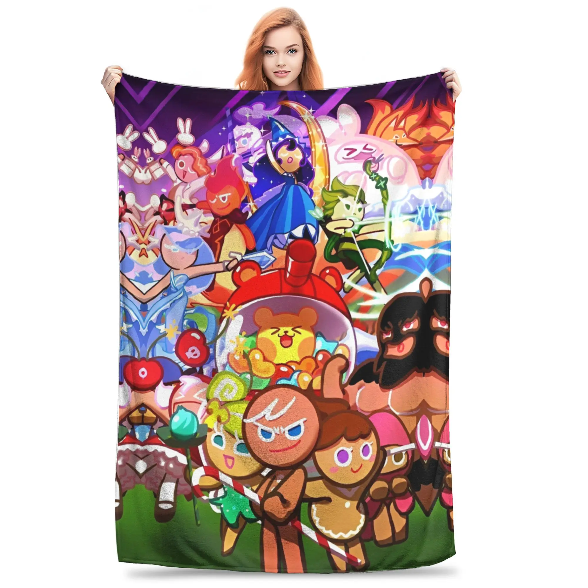 

Cookie Run Kingdom Knitted Blanket Coral Fleece Plush Ultra-Soft Throw Blankets for Bedding Couch Bedspread