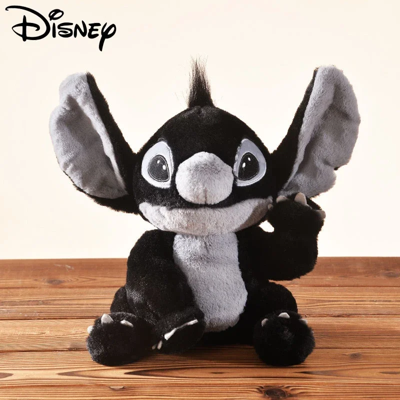 Disney-muñeco de peluche de Stitch negro para niños, muñeco de dibujos animados, decoración de habitación, figura de Anime suave, regalo de cumpleaños y Navidad, 20cm