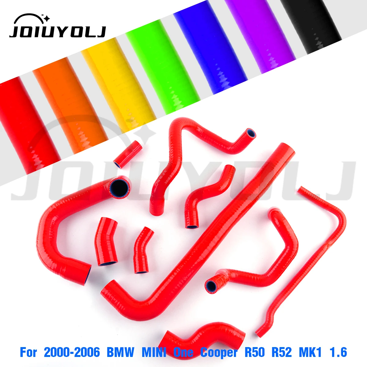 10 szt. Czerwonych Silikonowych Węży Chłodnicy do BMW Mini One/Cooper R50/R52 MK1 1.6L (2001-2006) - Zestaw Przewodów Chłodzących