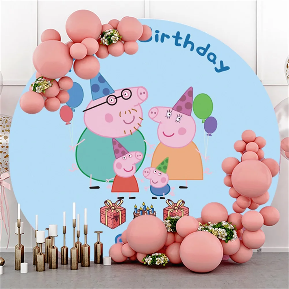 Hasbro Peppa Pig Kids Birthday Party Round Photo Backdrop Background For Photography Baby Shower Supplies Props Decorate Poster