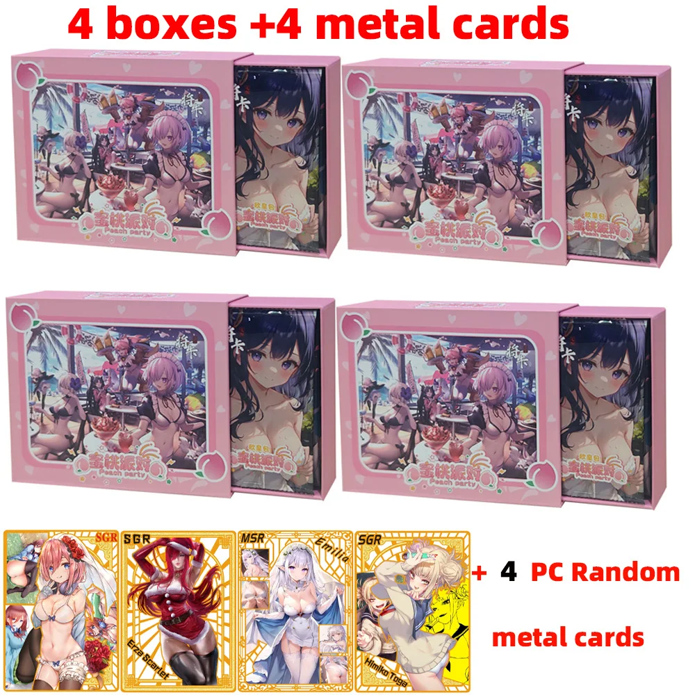 Sexy Peach Party Card 4Boxes Waifu Box Metal Cards Goddess Story Sexy  Waifu Booster Box ACG CCG TCG Doujin Toys And Hobby Gift