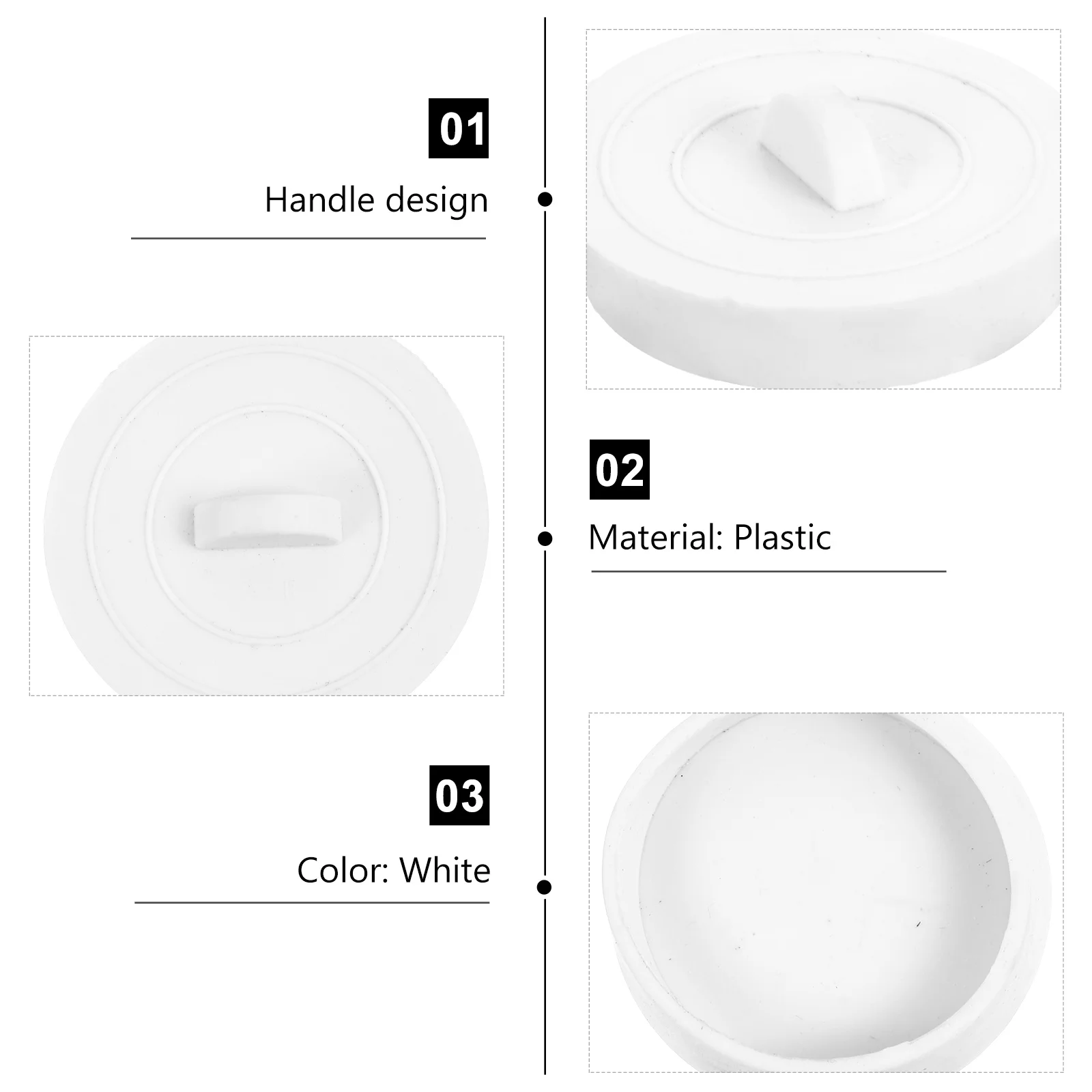 

12Pcs Sink Drain Stoppers Plastic Tub Stopper Handle Design for Kitchen Bathroom Shower Hair Stopper Flat Suction Leak Proof