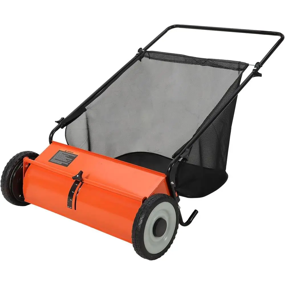 

Усиленный стальной садовый подметатель для газонов 26 дюймов с объемом 7 куб. футов Набор для уборки двора Ft. Hopper с 4 вращающимися щетками, оранжевый