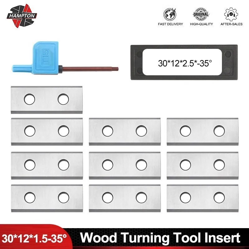 Square Carbide Insert 30x12x2.5mm 2 Edges Carbide Inserts Cutter Blades for Woodworking Groove Helical Planer Cutter