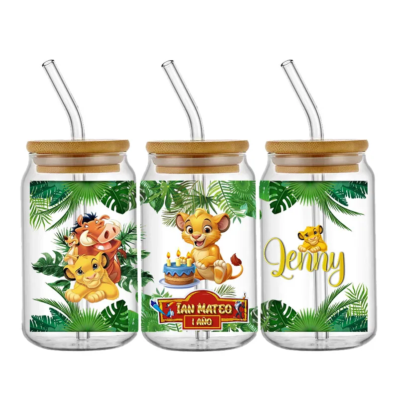 Disney Cartoon The Lion King UV DTF Wrap Birthday Gift Sticker DIY For 16oz Libbey Glass Cup Waterproof Decals Cup Sticker