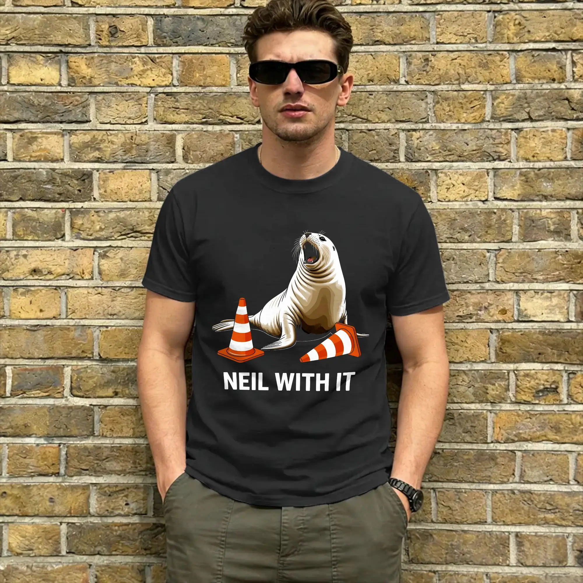 Funny Neil the Seal  T-Shirt Men Crewneck Pure Cotton T Shirt  Short Sleeve Tees Printing Clothing