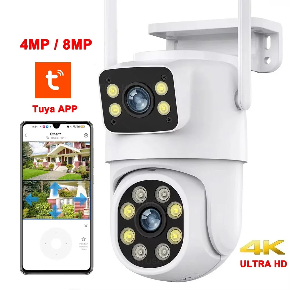 

TUYA 4K 8MP Dual Lens Wifi Security Camera Outdoor Waterproof IP66 AI Human Detect Auto Tracking Wireless PTZ IP Camera