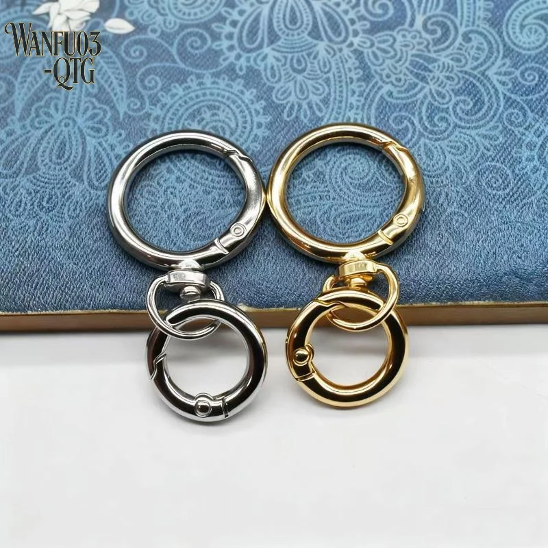 Hot Sale 2Sets Metal Round Swivel Spring Snap Fastener O Rings For Keychain Handbag Lanyard DIY Handcraft Making Supplies
