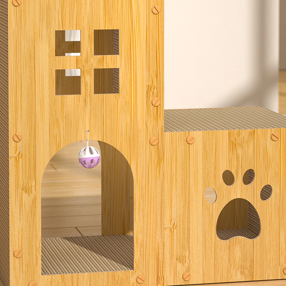 Indoor Cat Scratch Houses Funny Large Cardboard Cat House For Self Playing