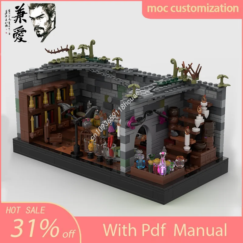 Moc Medieval Dungeons D&D Witch Diorama Modular Building Blocks Creative Assembly Educational Bricks Toys Kids Holiday Gifts