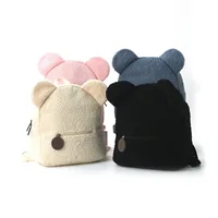 Foreign trade plush backpack 2025 new popular fashion casual ears bear backpack cartoon children's backpack 3
