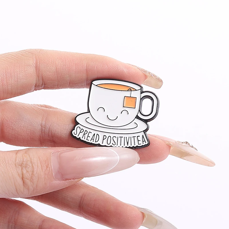 31 Types Funny Coffee Cup Enamel Pin Creative Bottle Container Brooch Funny Animal Cat Pot Lapel Badge Jewelry Gift for Friends