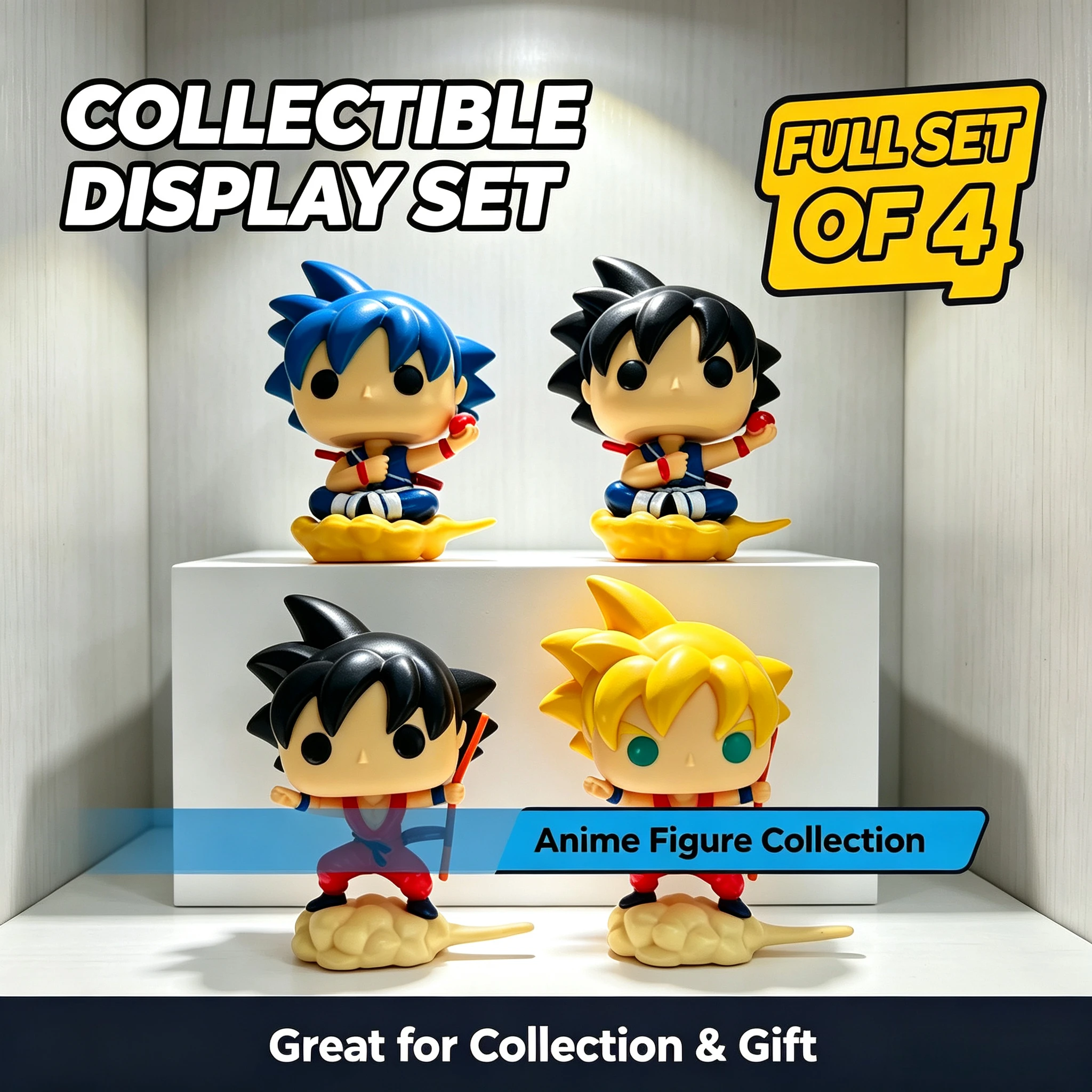 Dragon Ball Z POP Figure Set 4Pcs Goku Super Saiyan Nimbus Cloud Vinyl Action Figure Anime Collectible Desktop Decor Gift