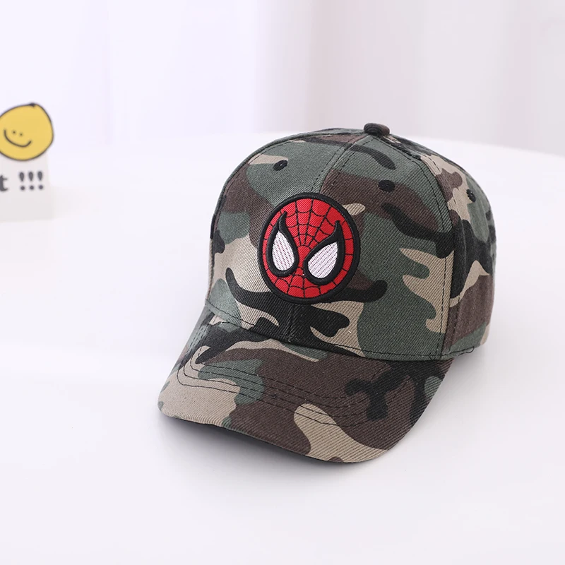 2024 Autumn New Kids Children\'s Camouflage Baseball Caps Baby Boys Summer Sun Hats Cartoon SPIDERMAN Iron Man Toddler Peaked Cap