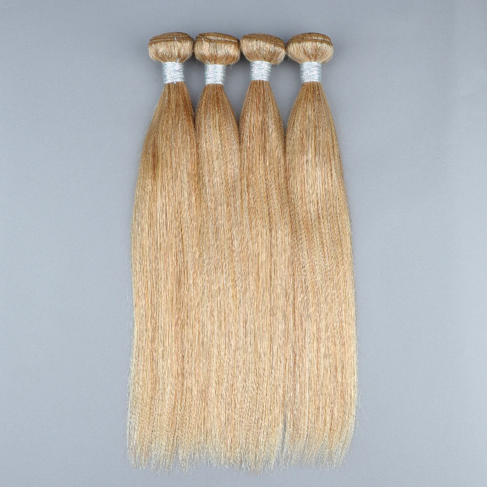 

READY TO DYE #27 Blonde Raw Unprocessed Human Hair Bundles Bone Straight Brazilian Human Hair 4 Bundles Human Hair Extensions