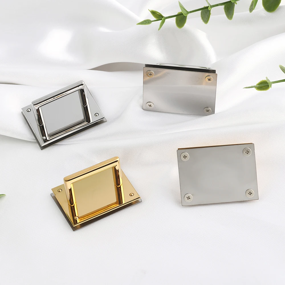 

2Sets Gold/Silver Stainless Steel Metal Set Locks For Shoulder Bags Twist Turn Lock Rectangle Eyelet Plate Rivets Accessories