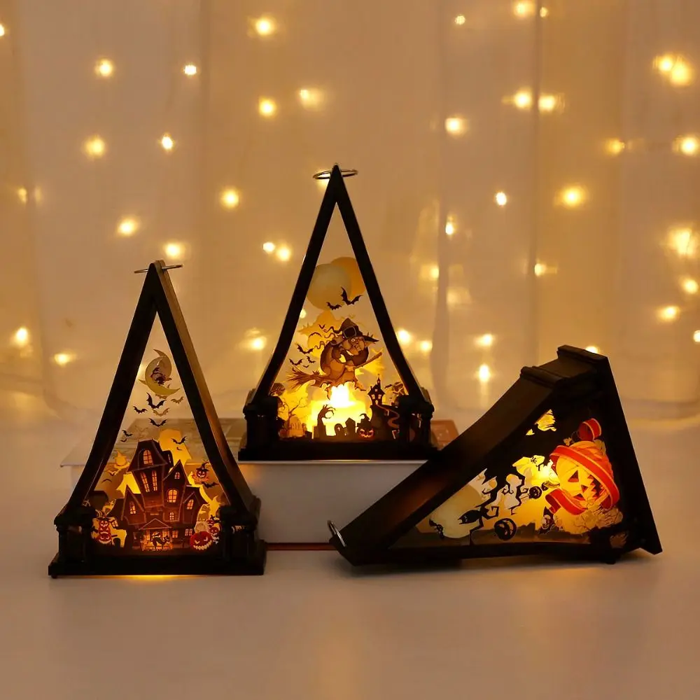 Simpatico fantasma zucca lanterna castello portatile luci Decorative di Halloween plastica creativa LED Light Decor puntelli