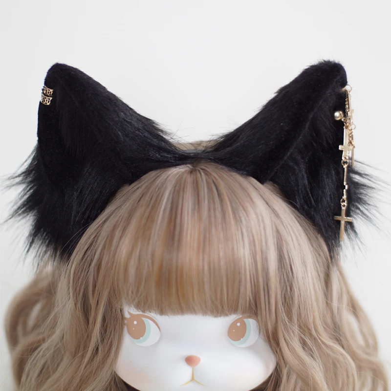 แมวหู Beast หูหูหมาป่า Dark Gothic Lolita ข้ามปาร์ตี้อะนิเมะแมวหู Headbands คอสเพลย์