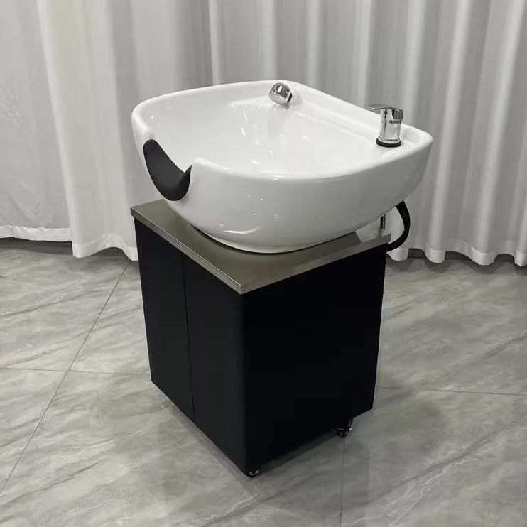 Manufacturer price portable barbershop shower basin shampoo station salon ceramic shampoo chair with rinse bed