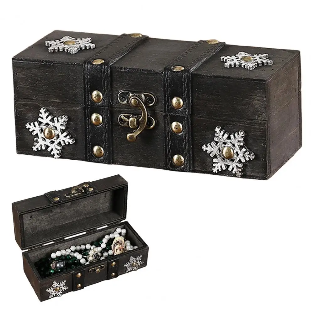 صندوق مجوهرات عتيق صندوق تخزين خشبي صندوق الكنز الكلاسيكي للنساء الفتيات الحلي خواتم أساور أقراط القلائد 2026 #5