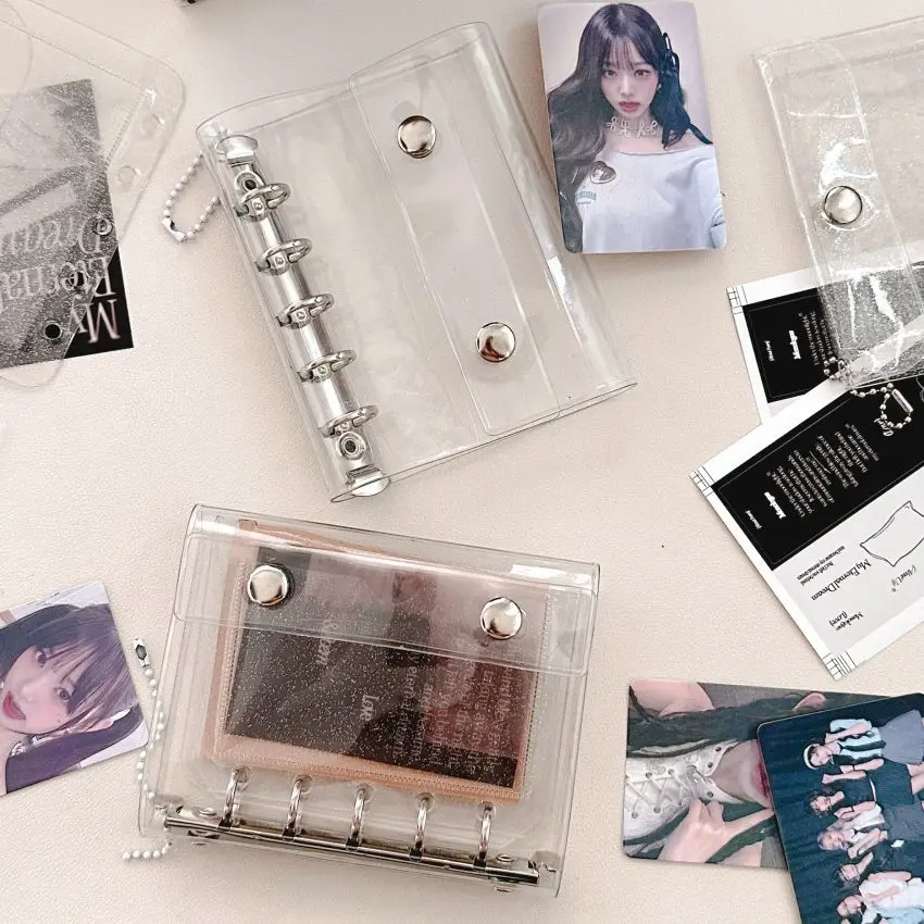 M5 더블 버튼 커버 투명 루즈 리프 바인더 커버 저널 스케치북 액세서리 다이어리 사무용품