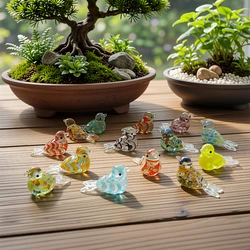 Custom Handmade Mini Thumb Size Design Glass Bird Figurine Easter Colorful Lovely Animal Ornaments Home Garden Decor Accessories