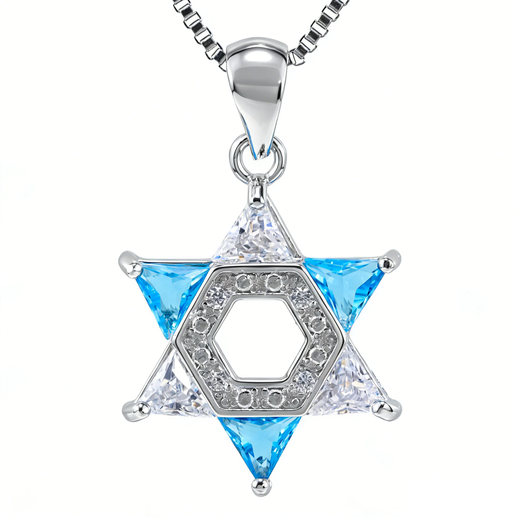 Bunte Davidstern-Anhänger-Halskette für Frauen, zierliche Hexagramm-Halskette mit Zirkonia, trendiger Boho-Schmuck als Geschenk für – Detail 10