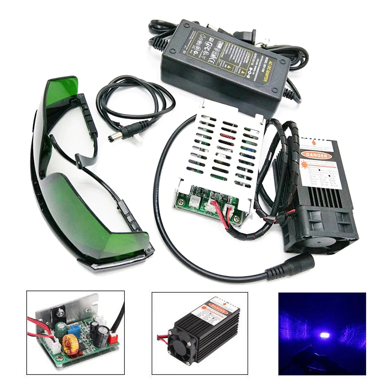 15W Blue Light Laser Module 450nm 15000mW 12V High Power TTL Adjustable Focus DIY Laser Engraver Accessories