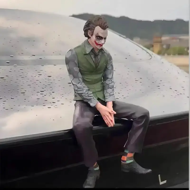 Car decoration Joker Heath Ledger Action Figure Sitting Doll model  Desktop Pendant Tail And Roof  Statue Collectable Toys Gifts