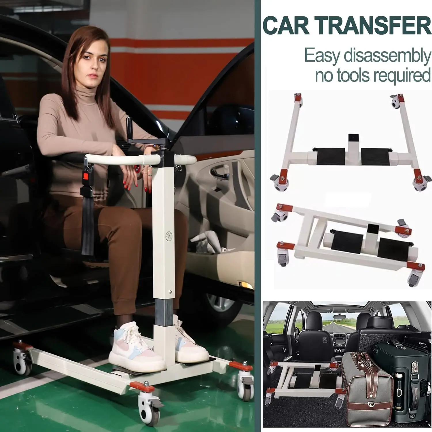 Patient Lift Transfer Chair, Patient Lift Wheelchair for Home and Car Portable Patient Lift Chair Wheelchair Lift for Home, Disa